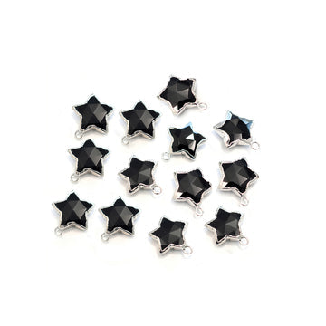 Polished Black Onyx stone in Star shape with silver finish