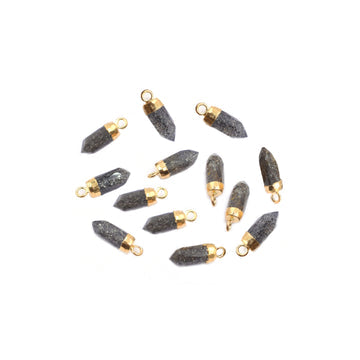 Bullet-shaped Black Sunstone pendant with gold electroplated finish