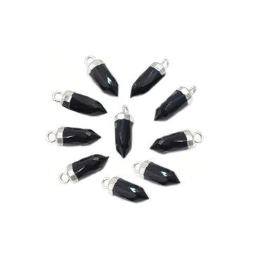 Black Onyx Silver Bullet Pendant Set

