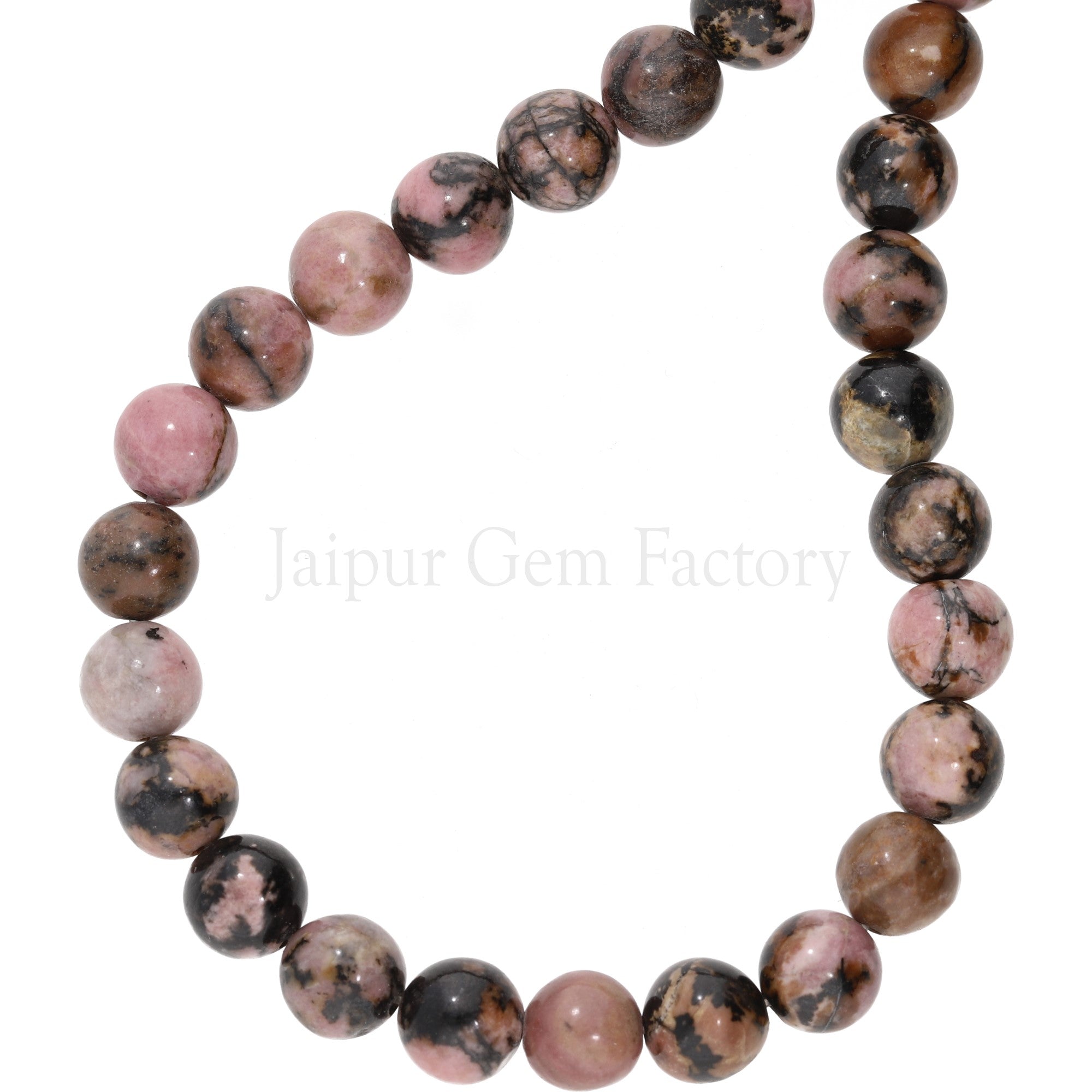 Black Veined Rhodonite Gemstone Beads