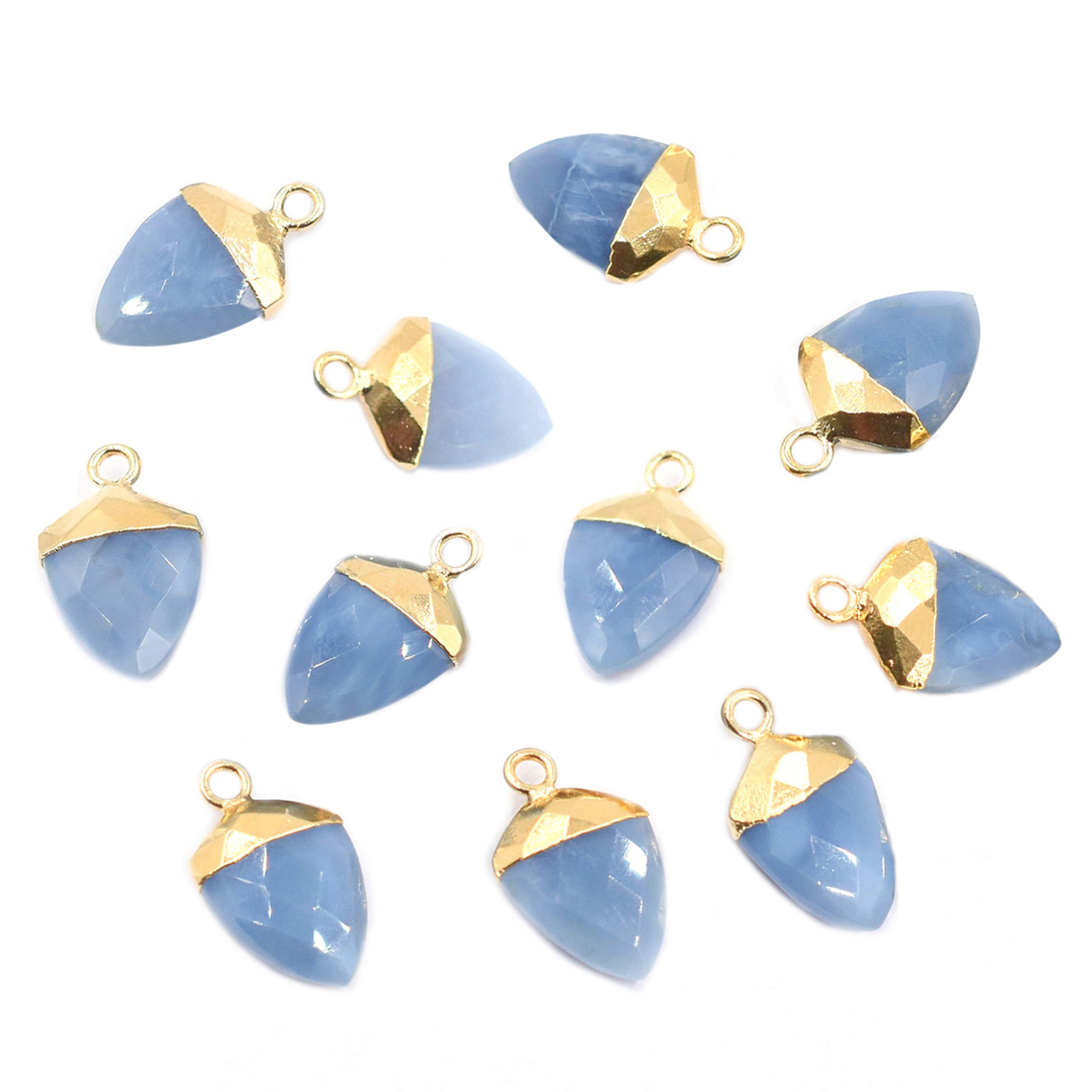 Elegant Blue Opal Shield pendant in gold frame