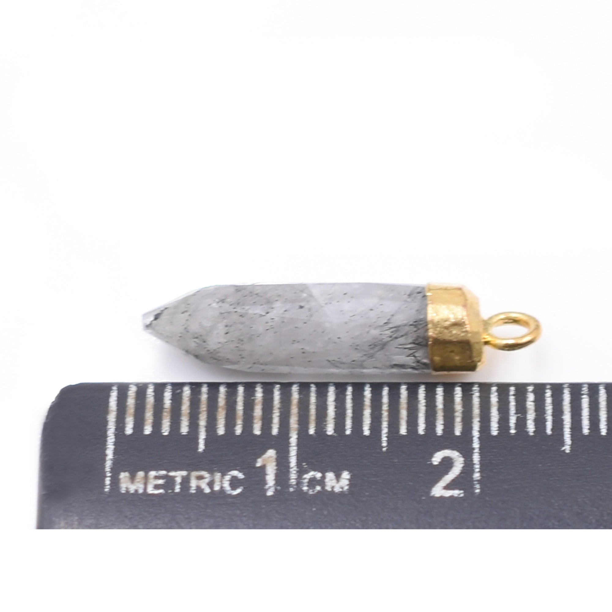 Bold Bullet Pendant with Black Rutilated Quartz

