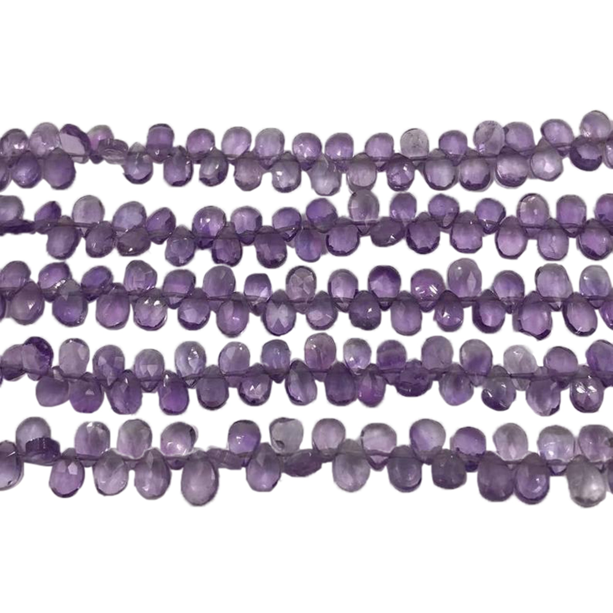Brazilian Amethyst Pear Shaped Faceted Beads – 6x4MM

