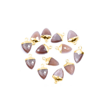 Shield shaped Brown Chocolate Moonstone pendant with Gold electroplated finish