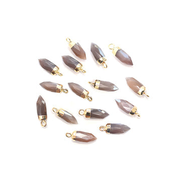 Bullet shaped Brown Chocolate Moonstone pendant with gold electroplated finish