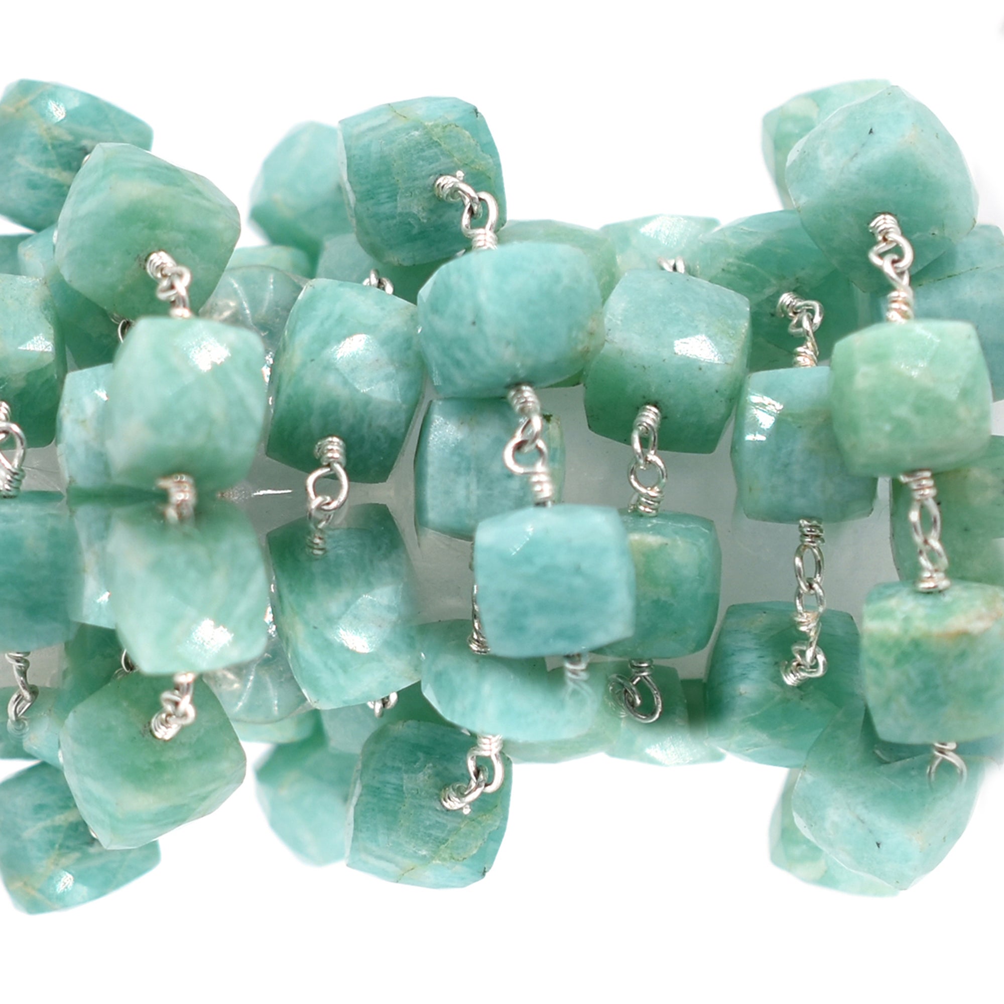 Bulk Faceted Amazonite Beaded Chain
