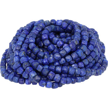 Lapis Lazuli Faceted Cube Shape Beads Strand