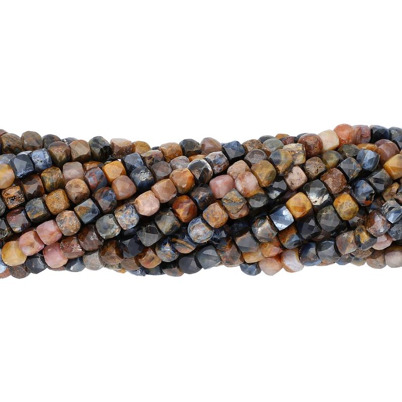 4X4 Pietersite Faceted Cube Shape Beads Strand