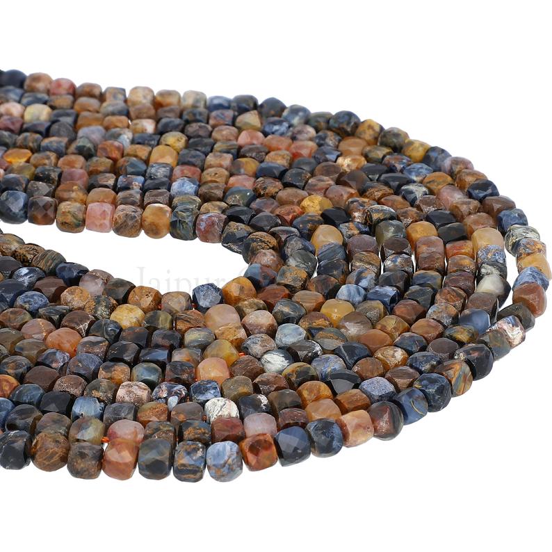 4X4 Pietersite Faceted Cube Shape Beads Strand