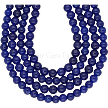 6 MM Dark Blue Quartzite Smooth Round Shape Beads Strand