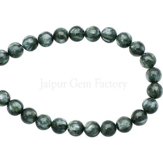 Seraphinite Smooth Round Beads 15 Inches Strand