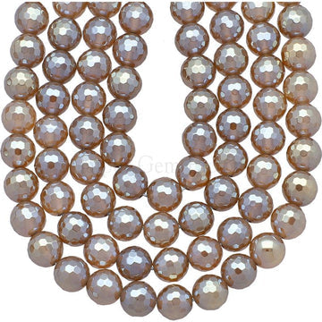 8 MM Mystic Brown Agate 8 MM Faceted Round Shape Beads Strand