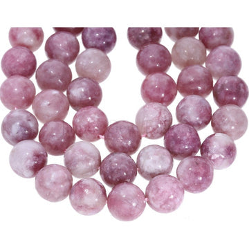 10 MM Pink Lepidolite Smooth Round Shape Beads Strand