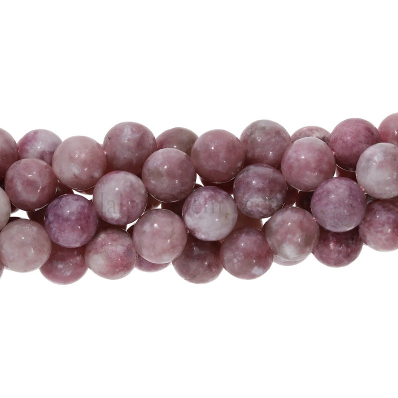 10 MM Pink Lepidolite Smooth Round Shape Beads Strand