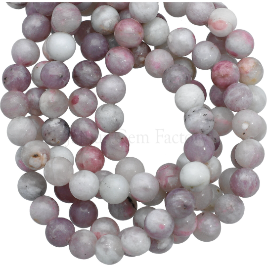 Lepidolite Smooth Round Beads 8mm 15 Inch Strand