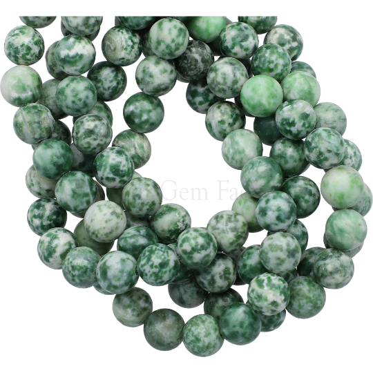 Green Spot Jasper Smooth Round Beads 15 Inches Strand