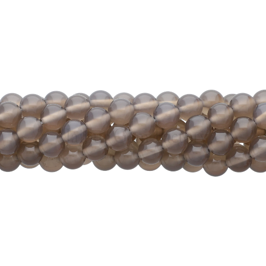 Gray Agate Smooth Round Beads 8mm 15 Inch Strand