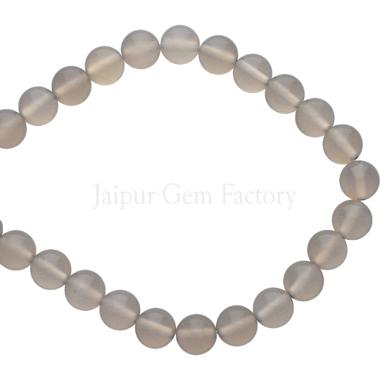 Gray Agate Smooth Round Beads 8mm 15 Inch Strand