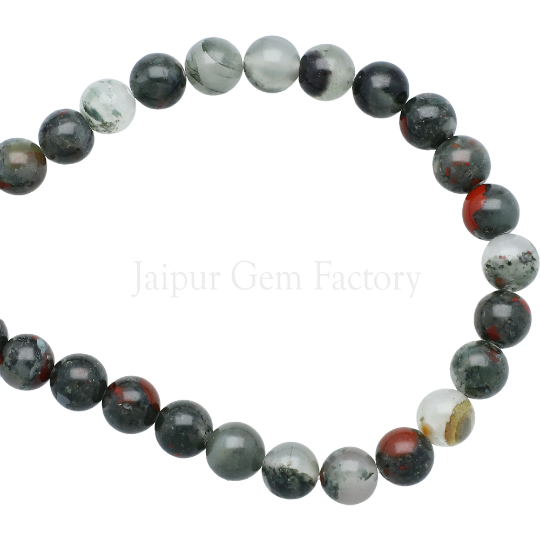 African Blood Agate Smooth Round Beads 8mm 15 Inch Strand