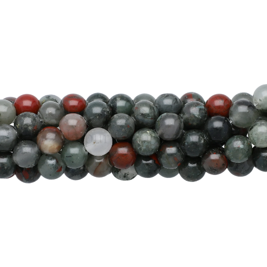 African Blood Agate Smooth Round Beads 8mm 15 Inch Strand