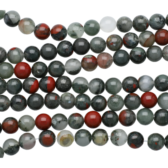 African Blood Agate Smooth Round Beads 8mm 15 Inch Strand