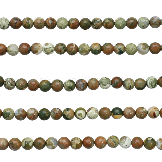 Rainforest Jasper Smooth Round Beads 8mm 15 Inch Strand