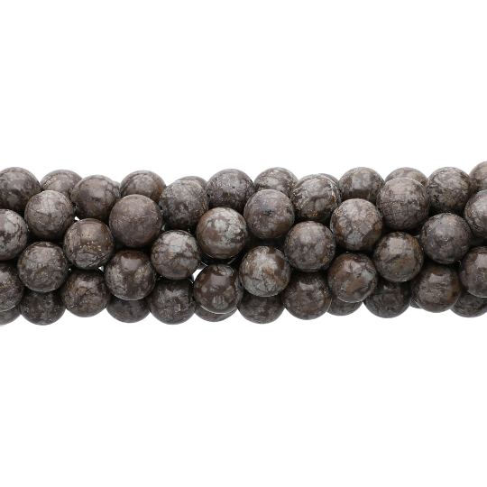 Brown Snowflake Obsidian Smooth Round Beads 15 Inches Strand
