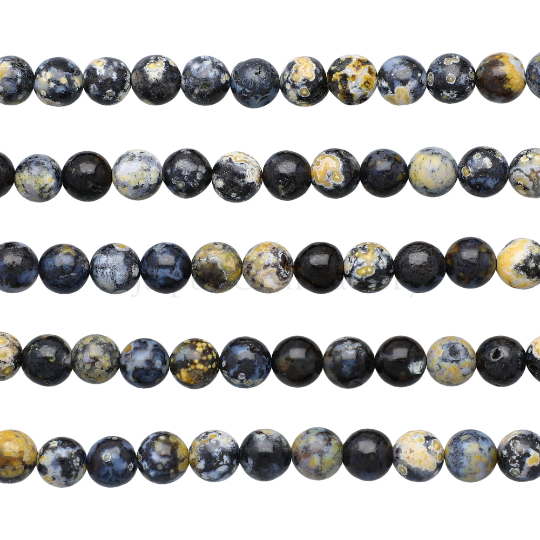 Yellow Blue Ocean Agate Smooth Round Beads 8mm 15 Inch Strand