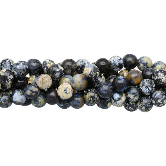 Yellow Blue Ocean Agate Smooth Round Beads 8mm 15 Inch Strand