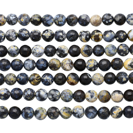 Yellow Blue Ocean Agate Smooth Round Beads 8mm 15 Inch Strand