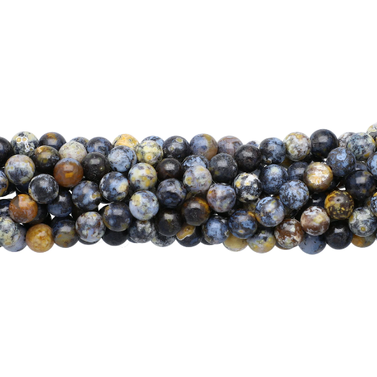 Yellow Blue Ocean Agate Smooth Round Beads 6mm 15 Inch Strand