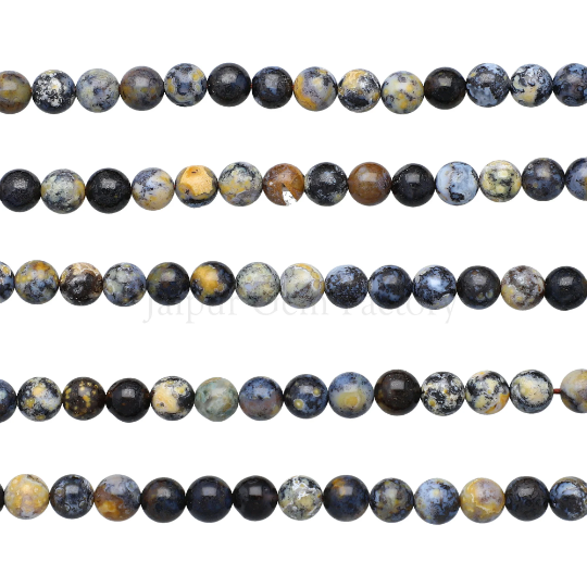 Yellow Blue Ocean Agate Smooth Round Beads 6mm 15 Inch Strand