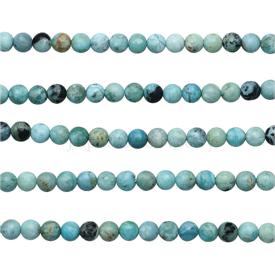 Blue Opal Smooth Round Beads 6mm 15 Inch Strand