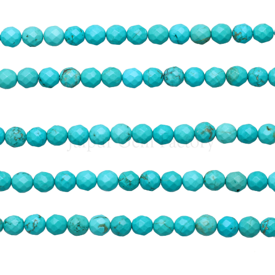 Chinese Turquoise Faceted Round Beads 15 Inches Strand