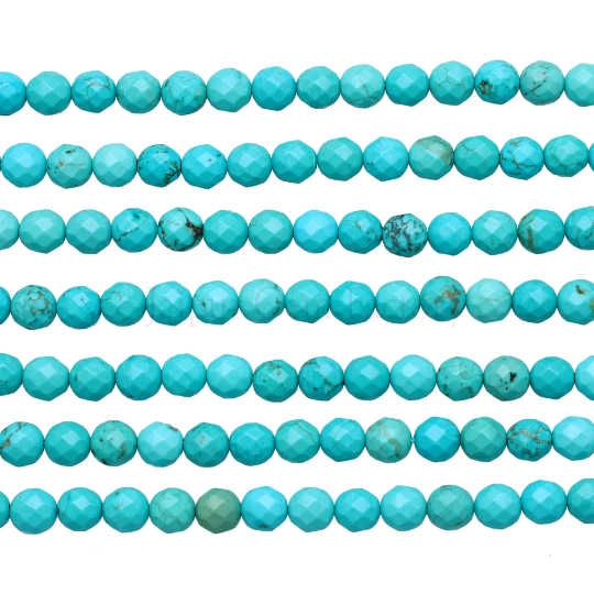 Chinese Turquoise Faceted Round Beads 15 Inches Strand