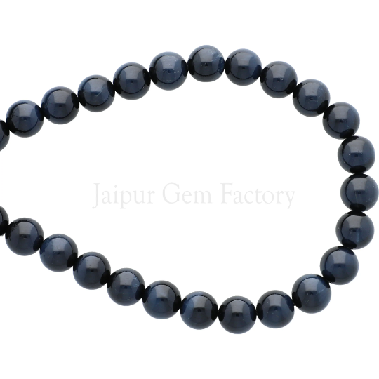 Blue Tiger Eye Smooth Round Beads 8mm 15 Inch Strand