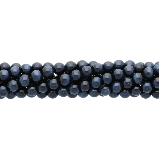 Blue Tiger Eye Smooth Round Beads 6mm 15 Inch Strand