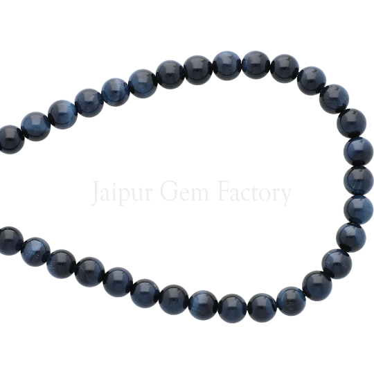Blue Tiger Eye Smooth Round Beads 6mm 15 Inch Strand