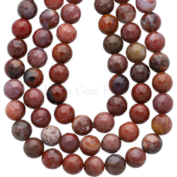 Red Multi Color Brecciated River Jasper Smooth Round Beads 15 Inches Strand