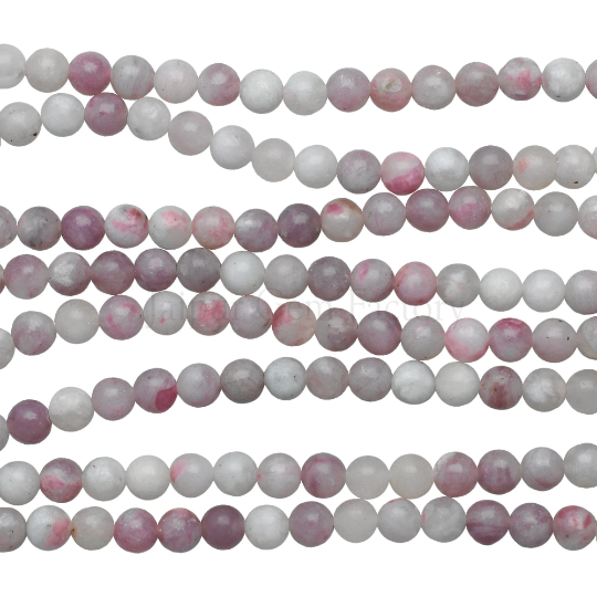 Pink Gray Lepidolite Smooth Round Beads 6mm 15 Inch Strand