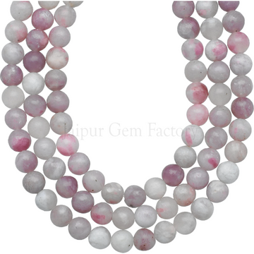 Pink Gray Lepidolite Smooth Round Beads 6mm 15 Inch Strand
