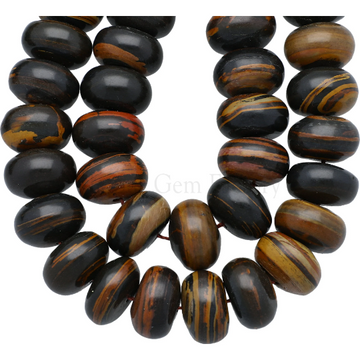 Yellow Brown Jasper Smooth Rondelle Beads 15 Inches Strand