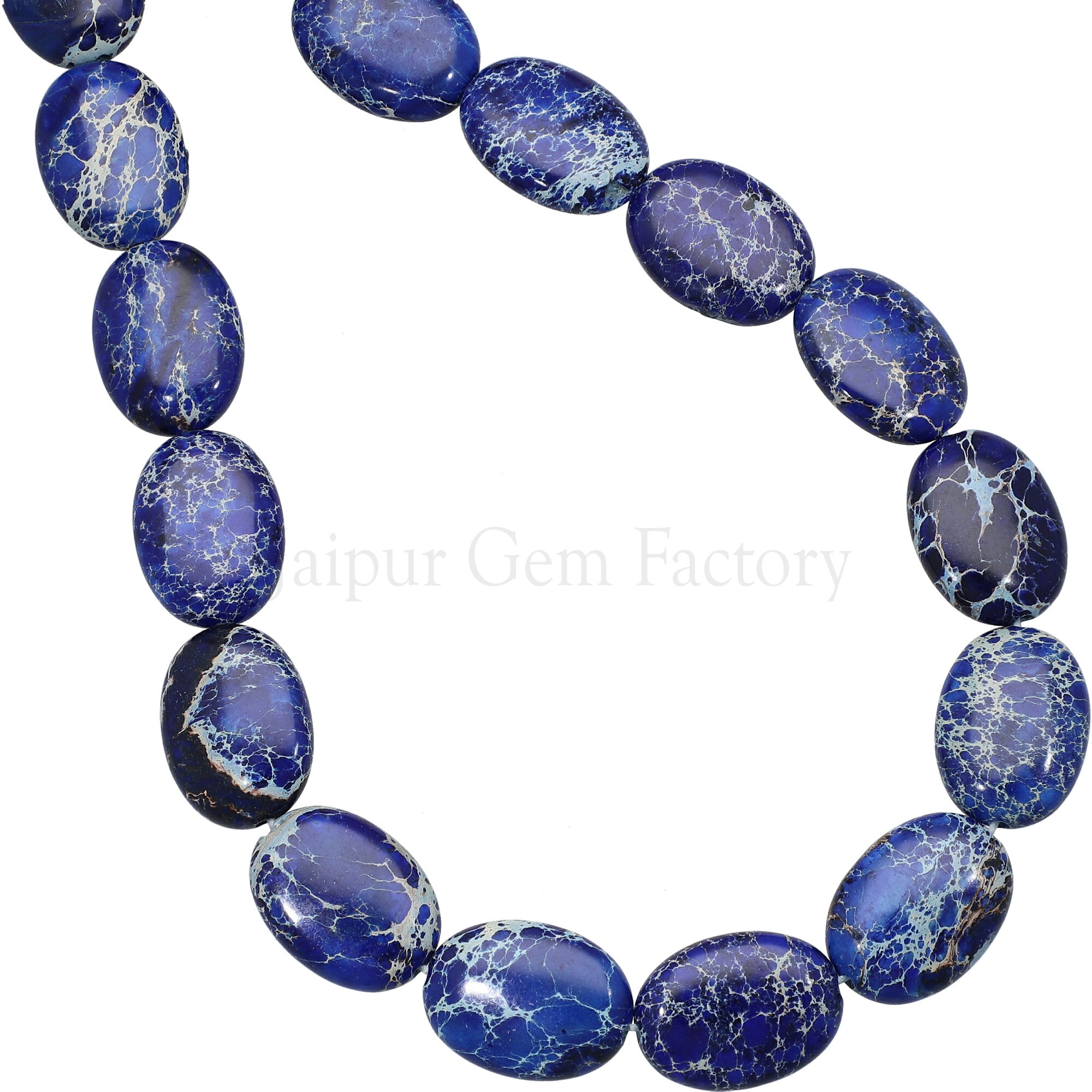 18X13 MM Denim Blue Impression Jasper Smooth Oval Gemstone Beads 15 Inches Strand