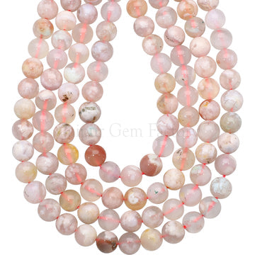 8 MM Pink Agate Smooth Round Beads 15 Inches Strand