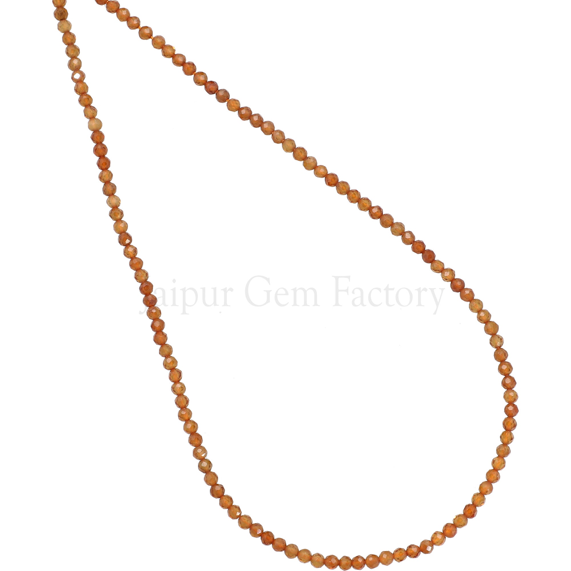 2.5 MM Hessonite Garnet Faceted Round Beads 15 Inches Strand