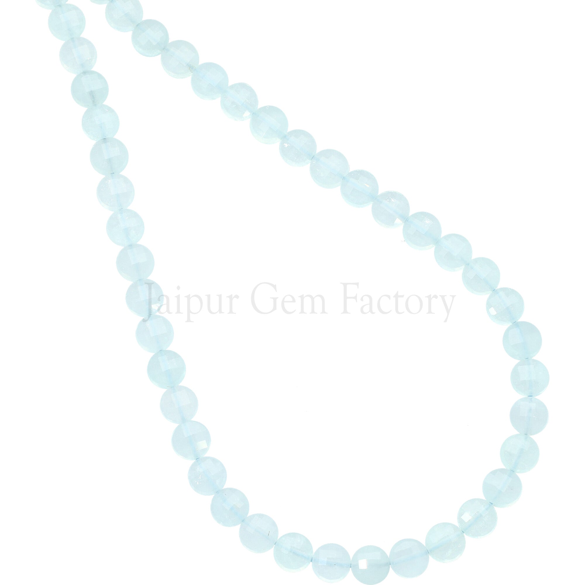 6 MM Aquamarine Faceted Coin Beads 15 Inches Strand