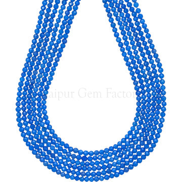 3 MM Blue Treated Chalcedony Faceted Round Beads 15 Inches Strand