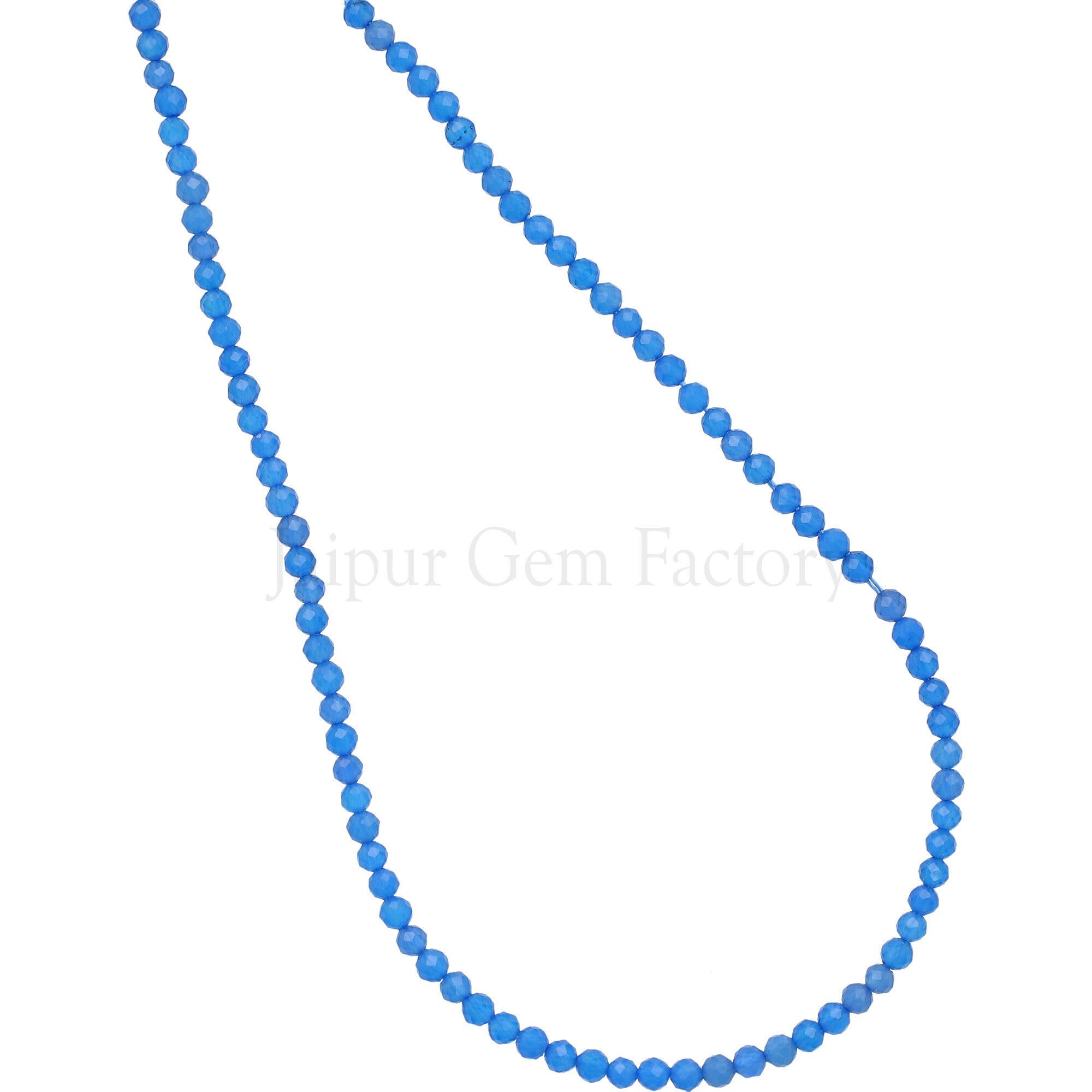 3 MM Blue Treated Chalcedony Faceted Round Beads 15 Inches Strand