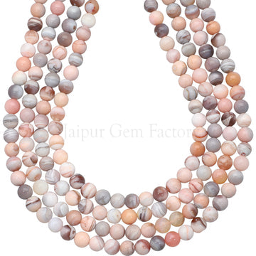 6 MM Pink Botswana Agate Smooth Round Beads 15 Inches Strand