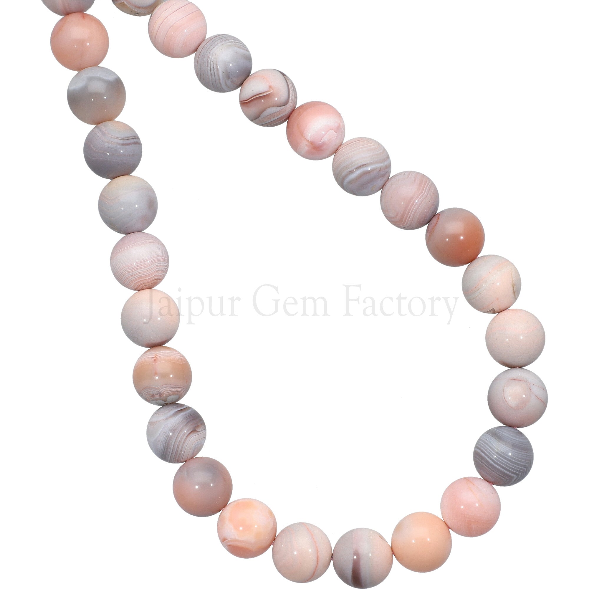 10 MM Pink Botswana Agate Smooth Round Beads 15 Inches Strand